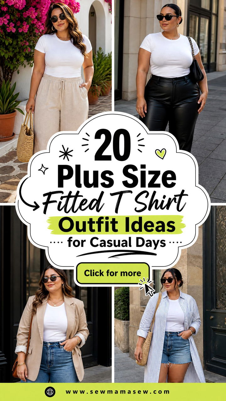 20 Plus Size Fitted T Shirt Outfit Ideas for Casual Days - 20 Plus Size Fitted T Shirt Outfit Ideas for Casual Days