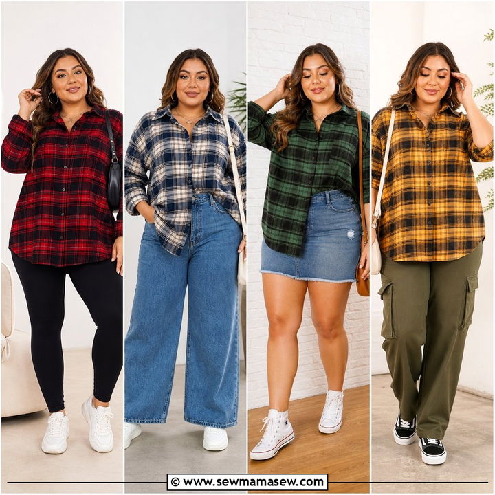 20 Plus Size Flannel Shirt Outfit Ideas for Cozy Fall Style