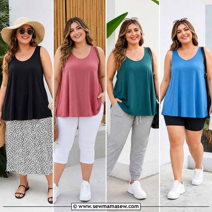 20 Plus Size Flowy Tank Top Outfit Ideas for Summer Ease