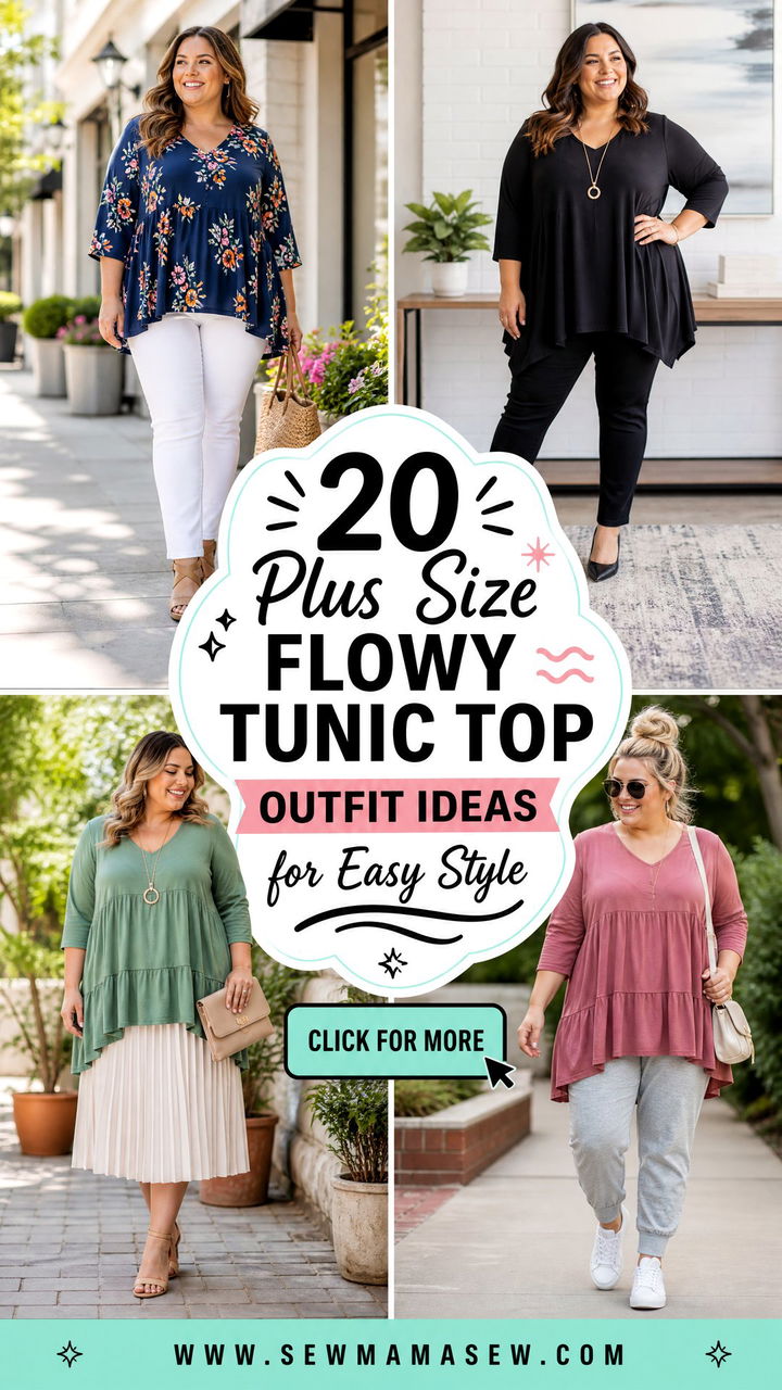 20 Plus Size Flowy Tunic Top Outfit Ideas for Easy Style - 20 Plus Size Flowy Tunic Top Outfit Ideas for Easy Style