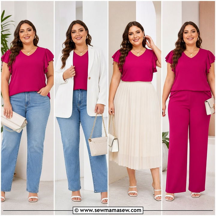 20 Plus Size Flutter Sleeve Top Outfit Ideas to Love
