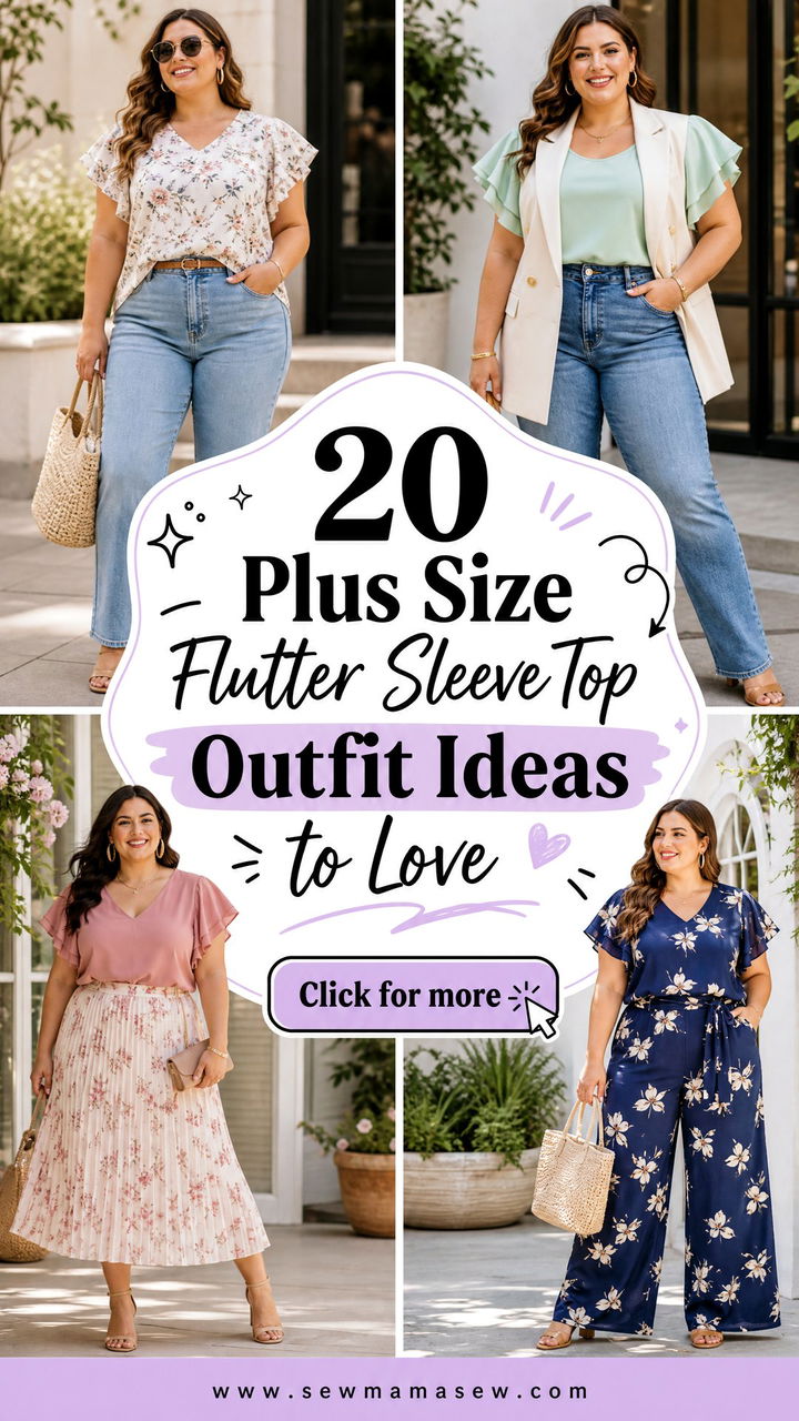 20 Plus Size Flutter Sleeve Top Outfit Ideas to Love - 20 Plus Size Flutter Sleeve Top Outfit Ideas to Love