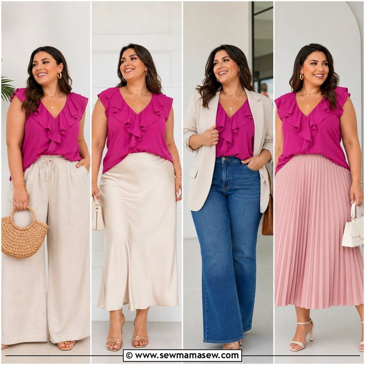 20 Plus Size Frill Top Outfit Ideas for Feminine Style