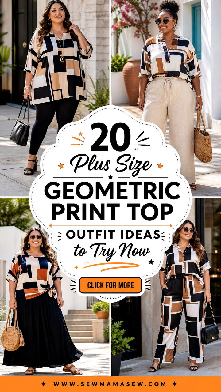 20 Plus Size Geometric Print Top Outfit Ideas to Try Now - 20 Plus Size Geometric Print Top Outfit Ideas to Try Now