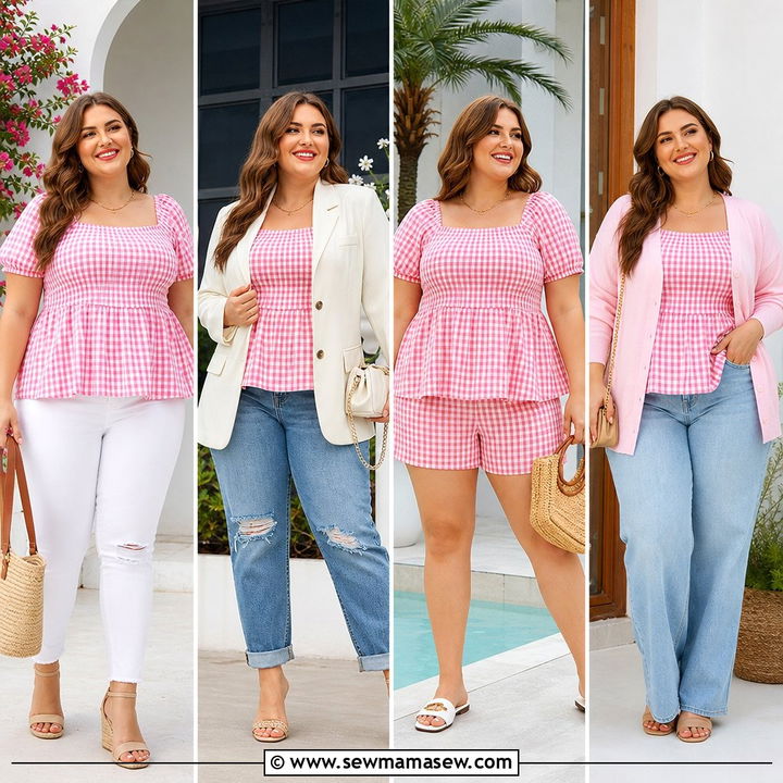 20 Plus Size Gingham Top Outfit Ideas for Fresh Summer Style
