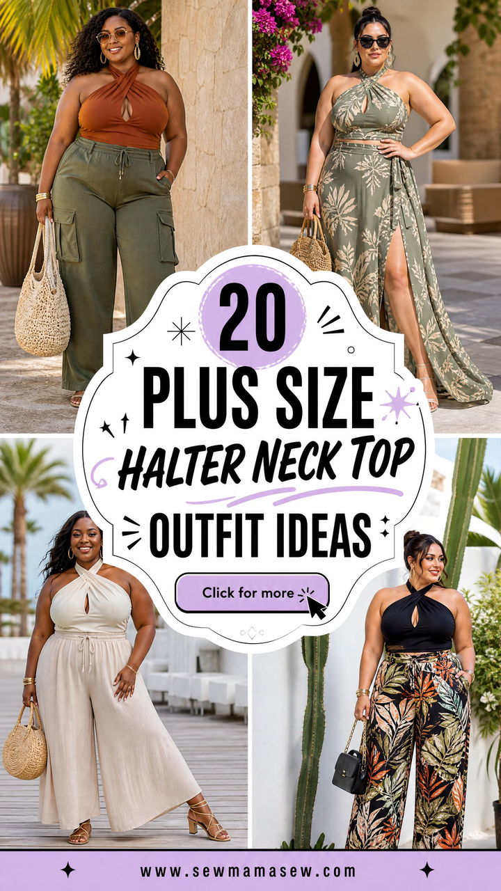 20 Plus Size Halter Neck Top Outfit Ideas for Sleek Summer Style - 20 Plus Size Halter Neck Top Outfit Ideas for Sleek Summer Style