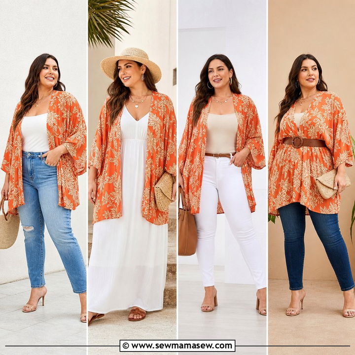 20 Plus Size Kimono Top Outfit Ideas for Breezy Layered Style