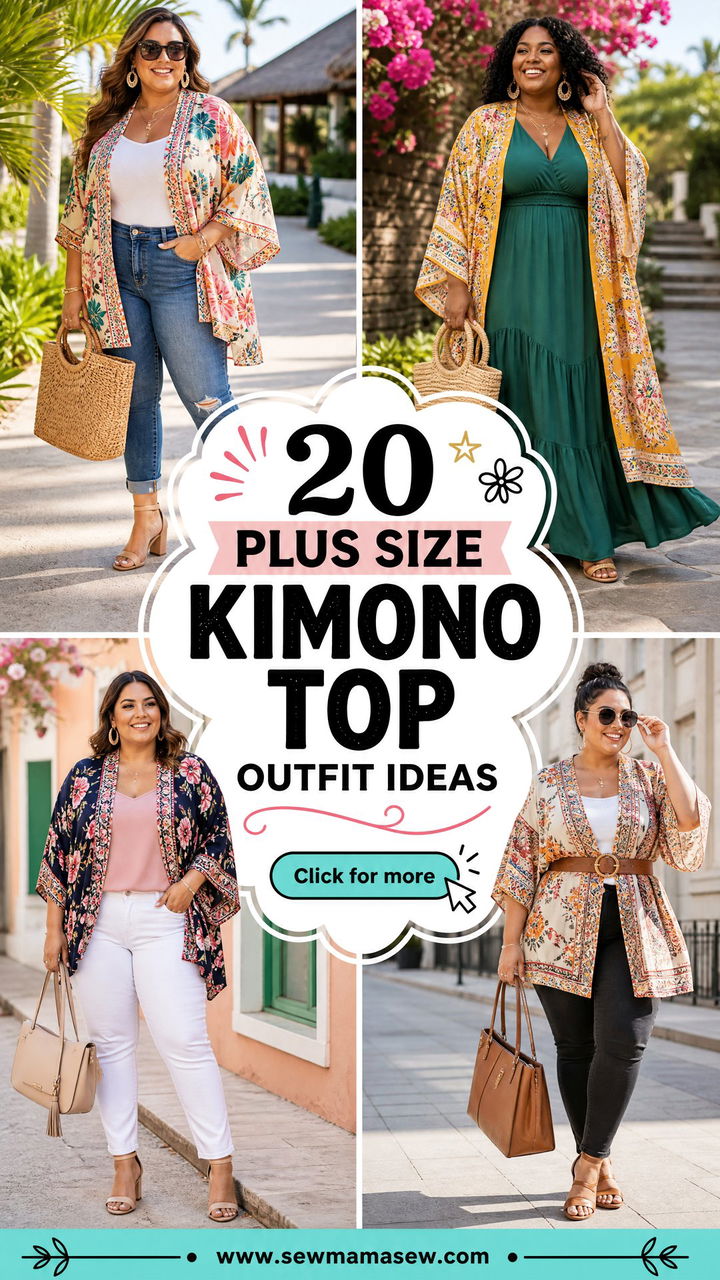 20 Plus Size Kimono Top Outfit Ideas for Breezy Layered Style - 20 Plus Size Kimono Top Outfit Ideas for Breezy Layered Style