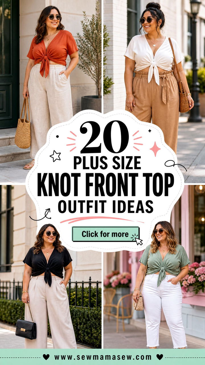 20 Plus Size Knot Front Top Outfit Ideas for Easy Polished Style - 20 Plus Size Knot Front Top Outfit Ideas for Easy Polished Style