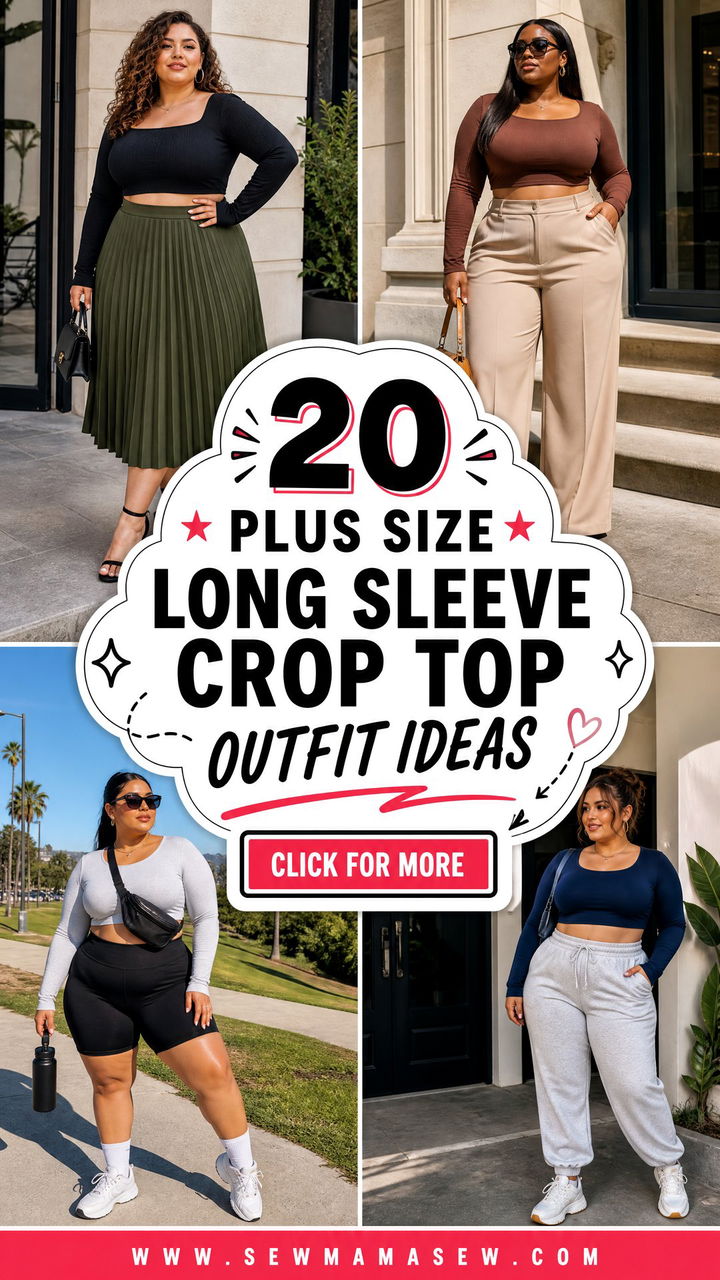 20 Plus Size Long Sleeve Crop Top Outfit Ideas to Try Now - 20 Plus Size Long Sleeve Crop Top Outfit Ideas to Try Now