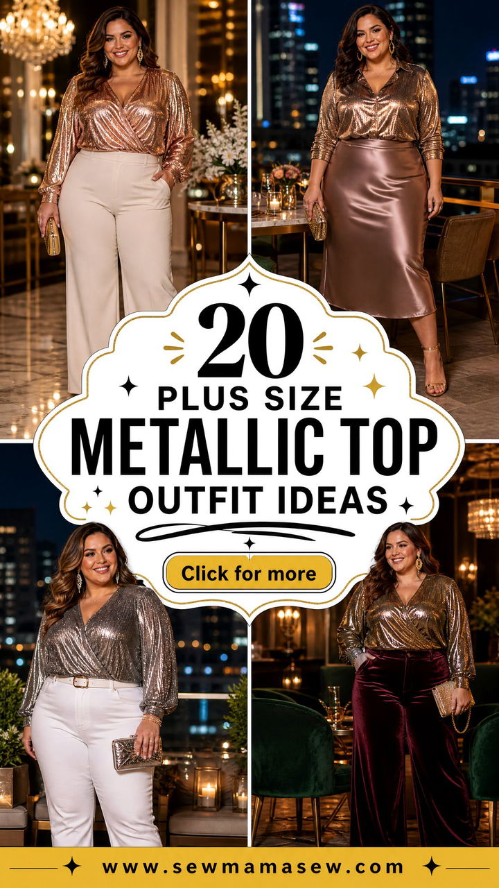 20 Plus Size Metallic Top Outfit Ideas That Shine After Dark - 20 Plus Size Metallic Top Outfit Ideas That Shine After Dark