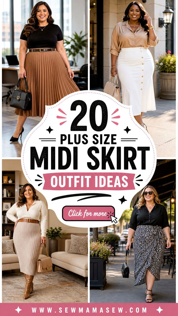 20 Plus Size Midi Skirt Outfit Ideas for Work-to-Weekend - 20 Plus Size Midi Skirt Outfit Ideas for Work-to-Weekend