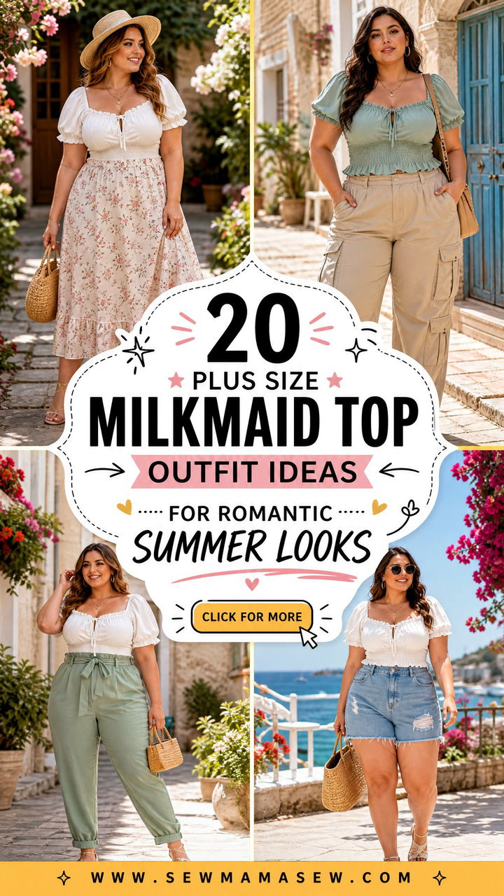 20 Plus Size Milkmaid Top Outfit Ideas for Romantic Summer Looks - 20 Plus Size Milkmaid Top Outfit Ideas for Romantic Summer Looks