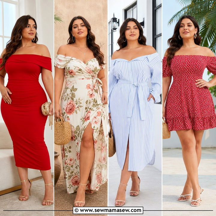 20 Plus Size Off Shoulder Dress Outfit Ideas for Summer Events