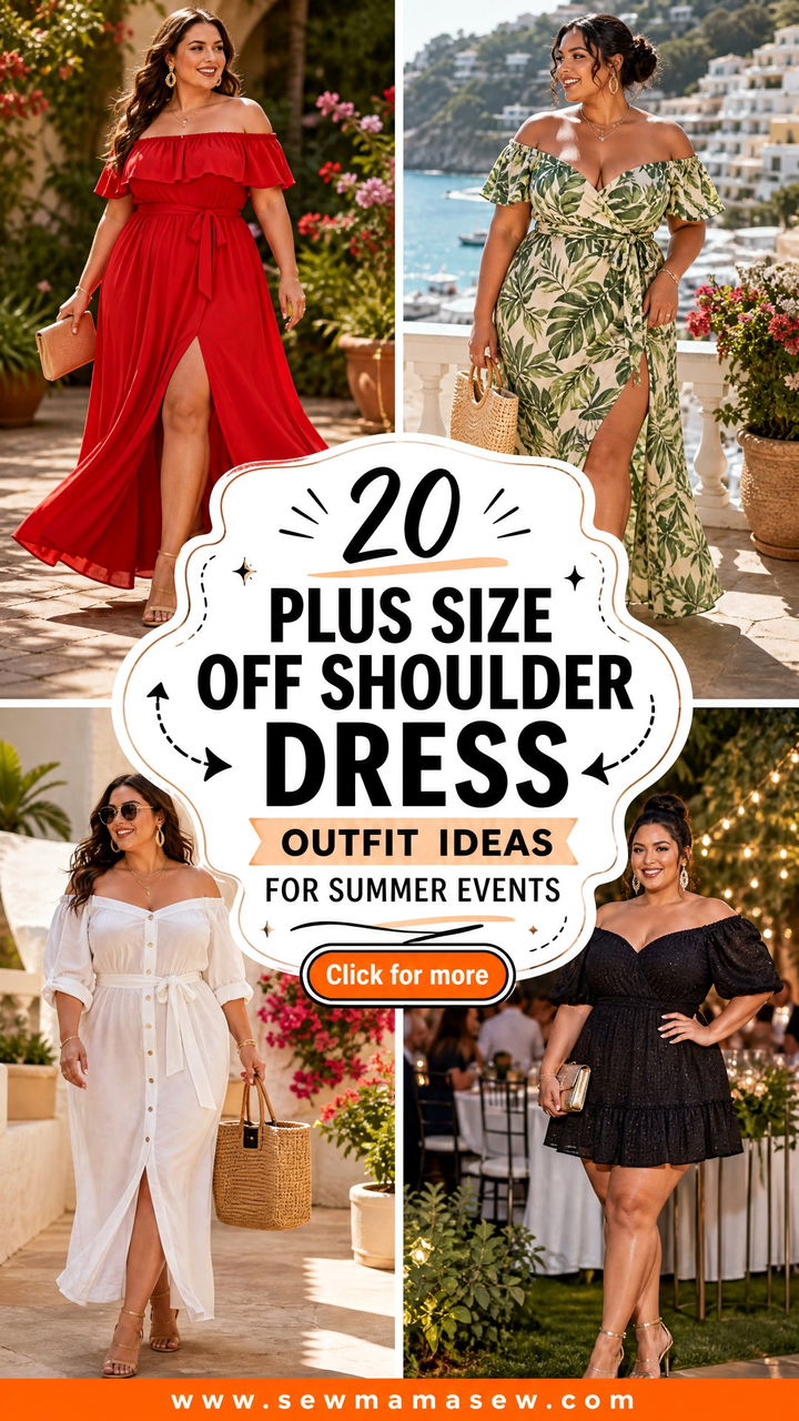 20 Plus Size Off Shoulder Dress Outfit Ideas for Summer Events - 20 Plus Size Off Shoulder Dress Outfit Ideas for Summer Events