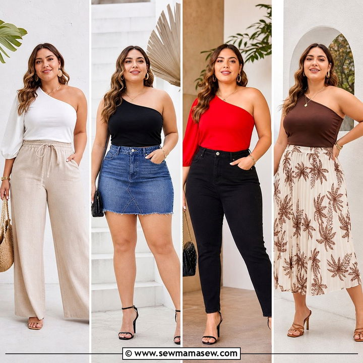 20 Plus Size One Shoulder Top Outfit Ideas for Date Night