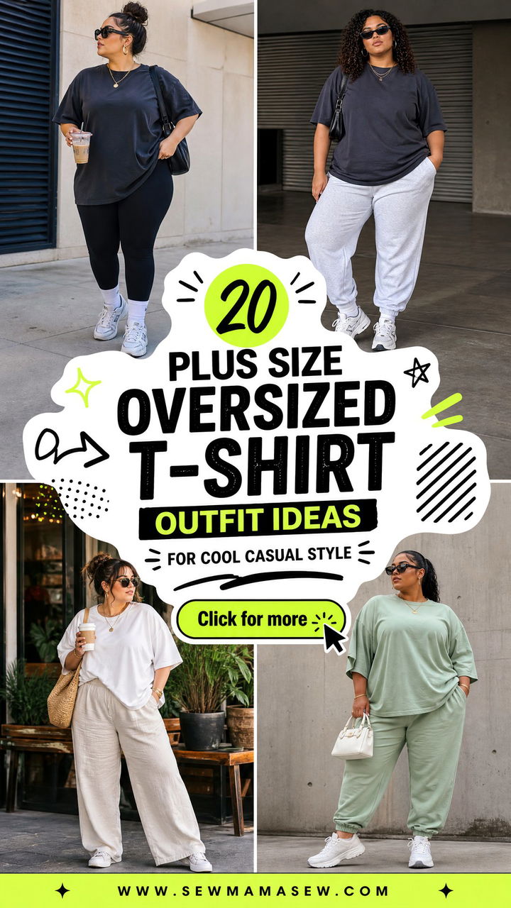 20 Plus Size Oversized T-Shirt Outfit Ideas for Cool Casual Style - 20 Plus Size Oversized T-Shirt Outfit Ideas for Cool Casual Style