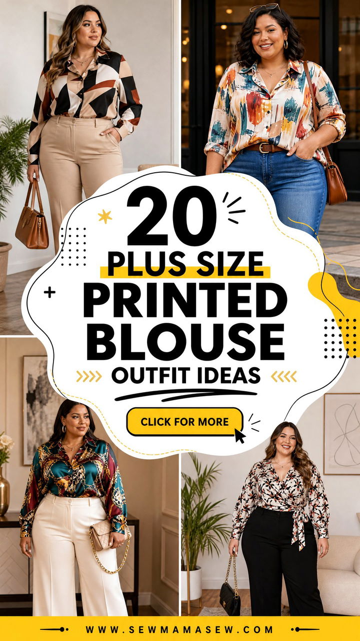 20 Plus Size Printed Blouse Outfit Ideas to Refresh Style - 20 Plus Size Printed Blouse Outfit Ideas to Refresh Style