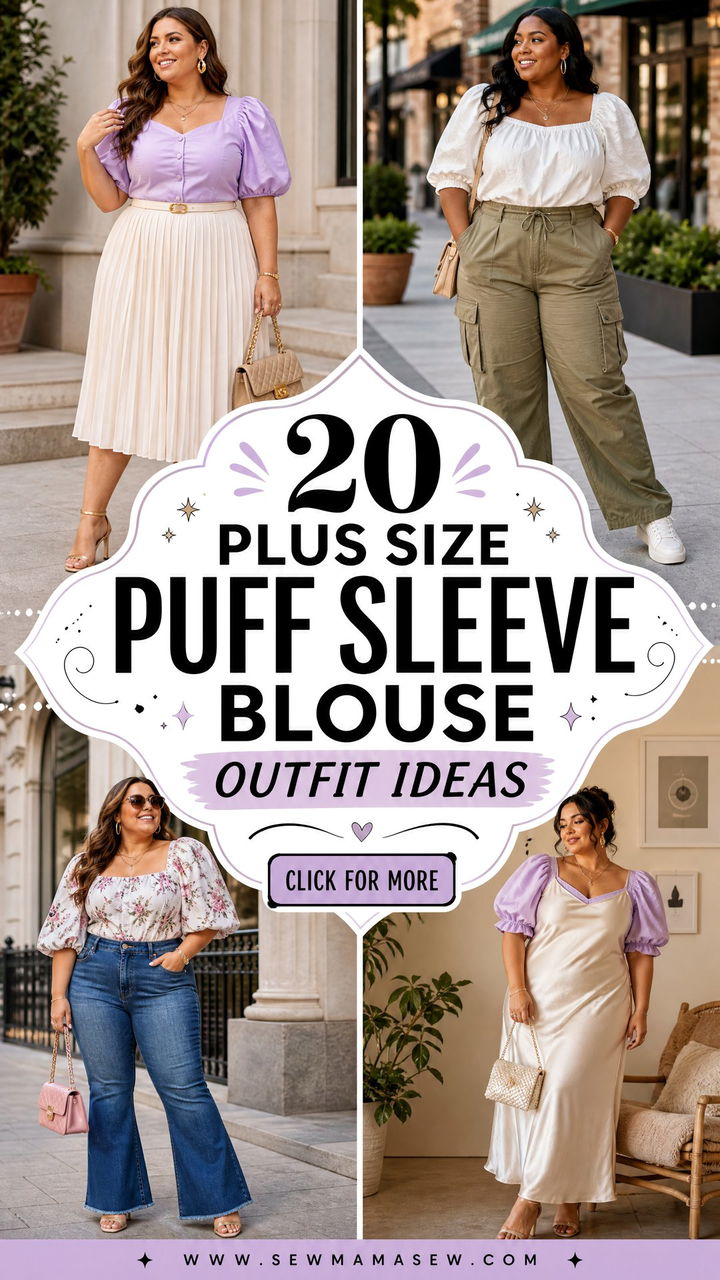 20 Plus Size Puff Sleeve Blouse Outfit Ideas for Feminine Style - 20 Plus Size Puff Sleeve Blouse Outfit Ideas for Feminine Style