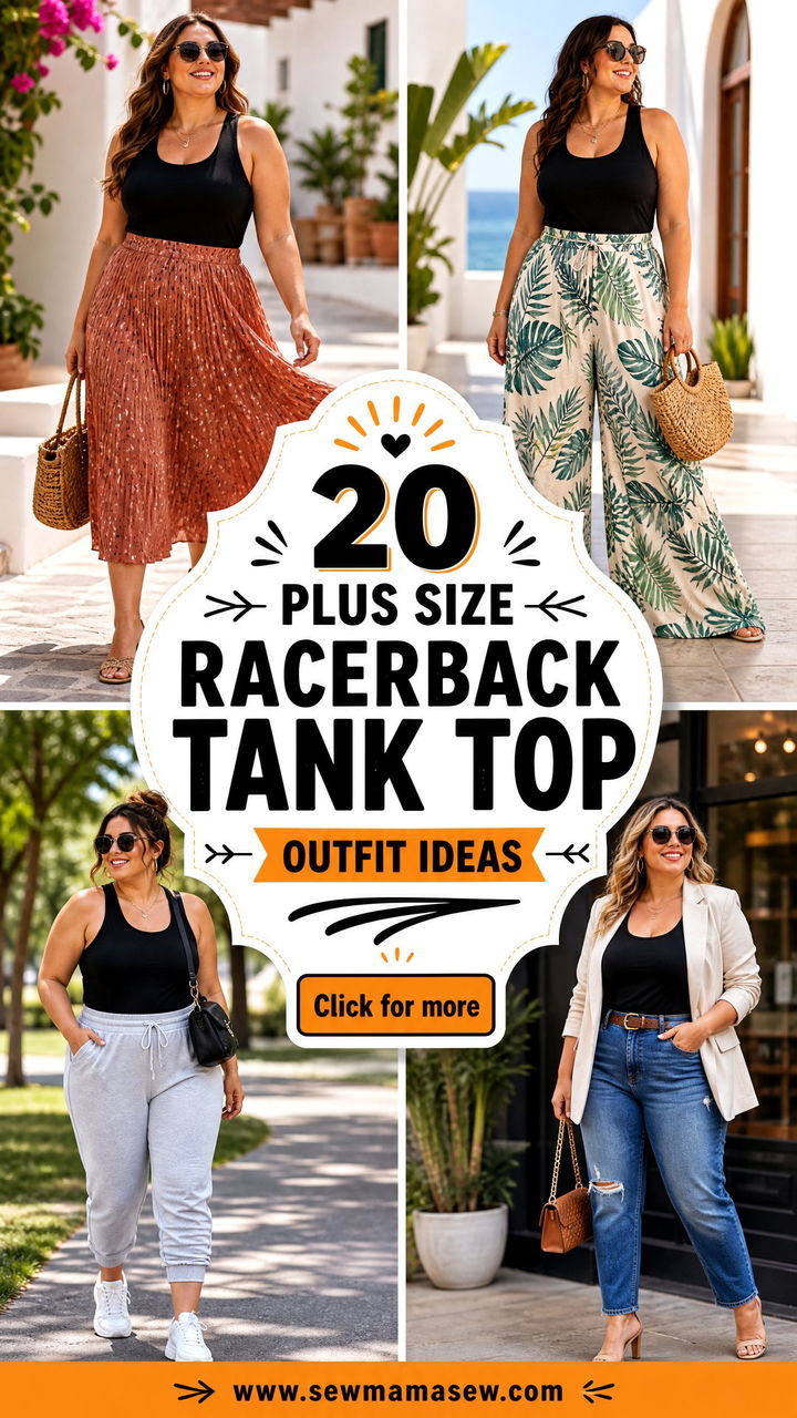 20 Plus Size Racerback Tank Top Outfit Ideas for Summer - 20 Plus Size Racerback Tank Top Outfit Ideas for Summer