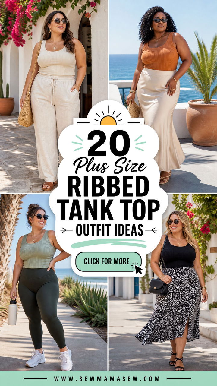 20 Plus Size Ribbed Tank Top Outfit Ideas for Summer Style - 20 Plus Size Ribbed Tank Top Outfit Ideas for Summer Style