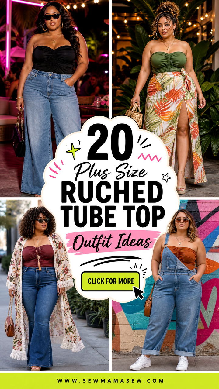 20 Plus Size Ruched Tube Top Outfit Ideas for Party Season - 20 Plus Size Ruched Tube Top Outfit Ideas for Party Season