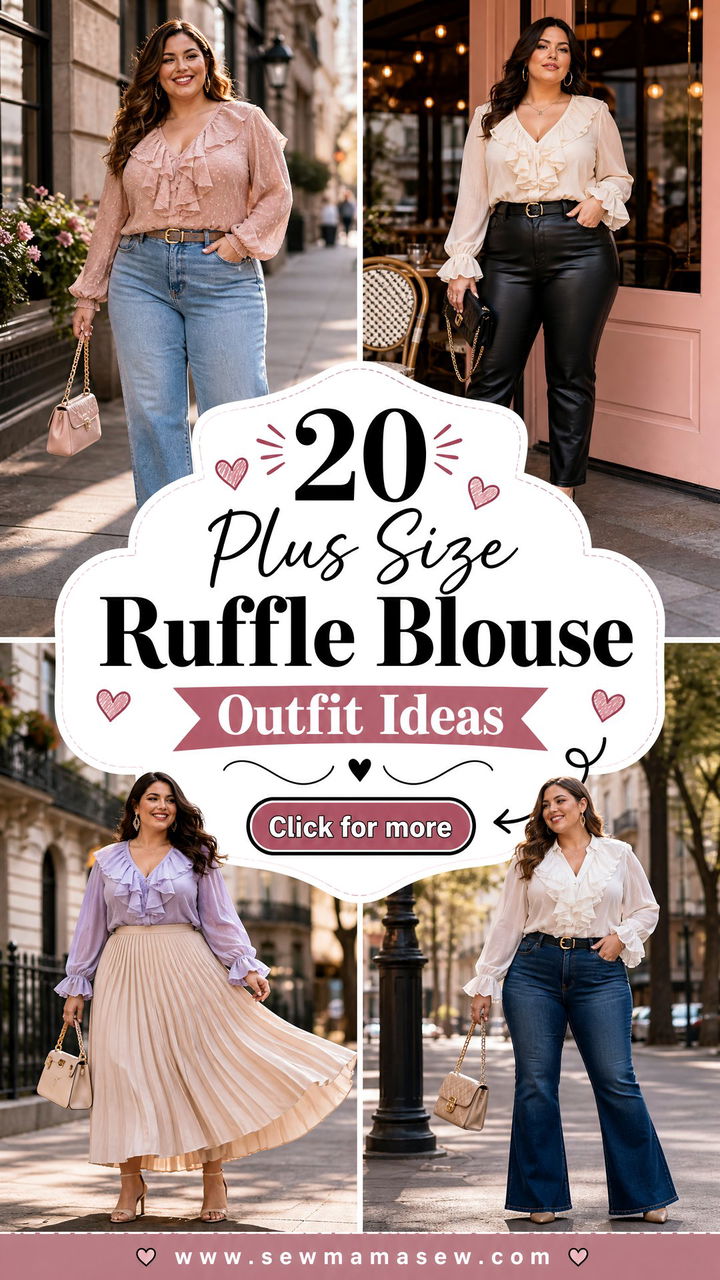 20 Plus Size Ruffle Blouse Outfit Ideas for Romantic Style - 20 Plus Size Ruffle Blouse Outfit Ideas for Romantic Style