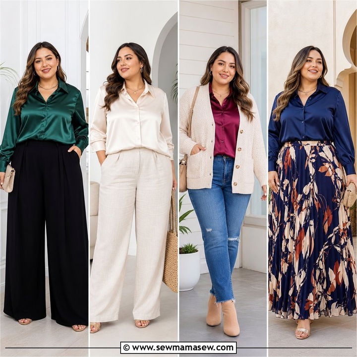 20 Plus Size Satin Blouse Outfit Ideas for Modern Office Glam