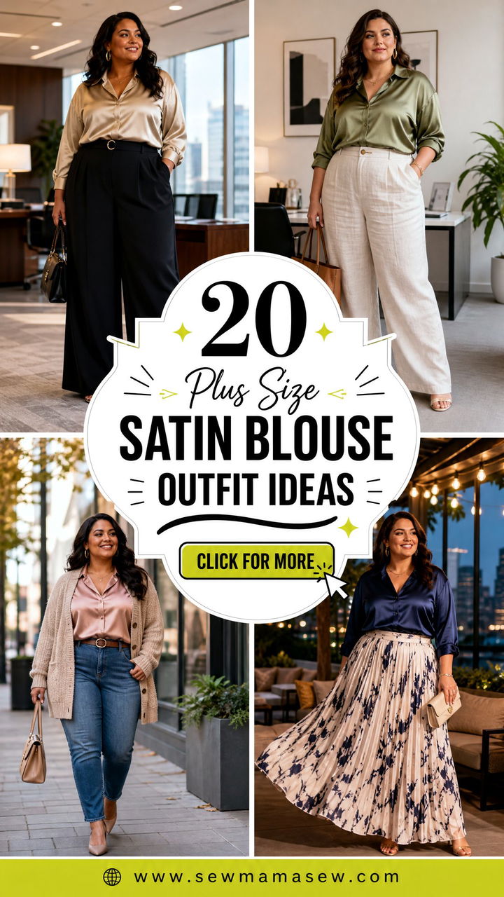 20 Plus Size Satin Blouse Outfit Ideas for Modern Office Glam - 20 Plus Size Satin Blouse Outfit Ideas for Modern Office Glam