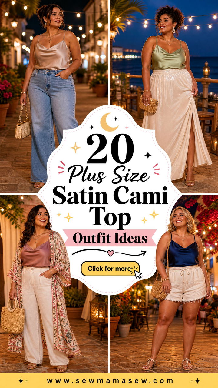 20 Plus Size Satin Cami Top Outfit Ideas for Summer Nights - 20 Plus Size Satin Cami Top Outfit Ideas for Summer Nights