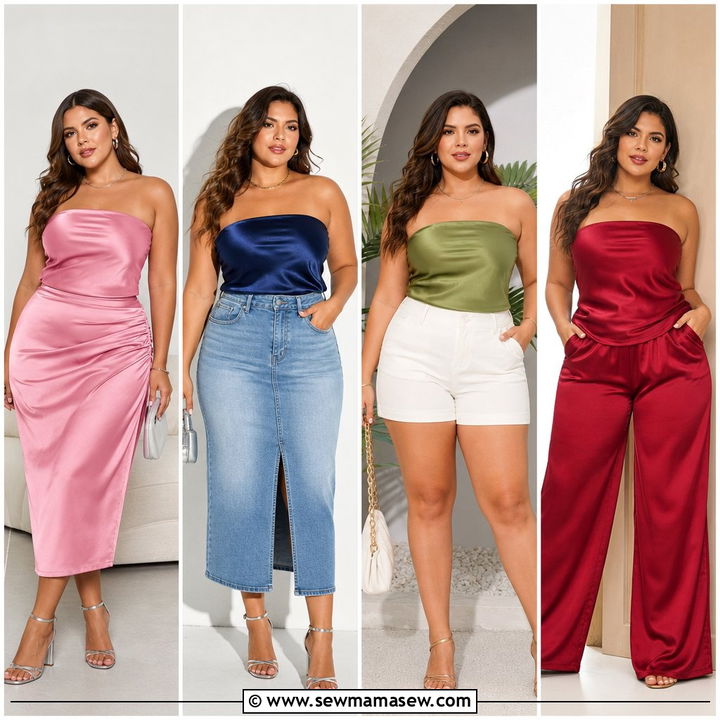 20 Plus Size Satin Tube Top Outfit Ideas for Bold Nights Out