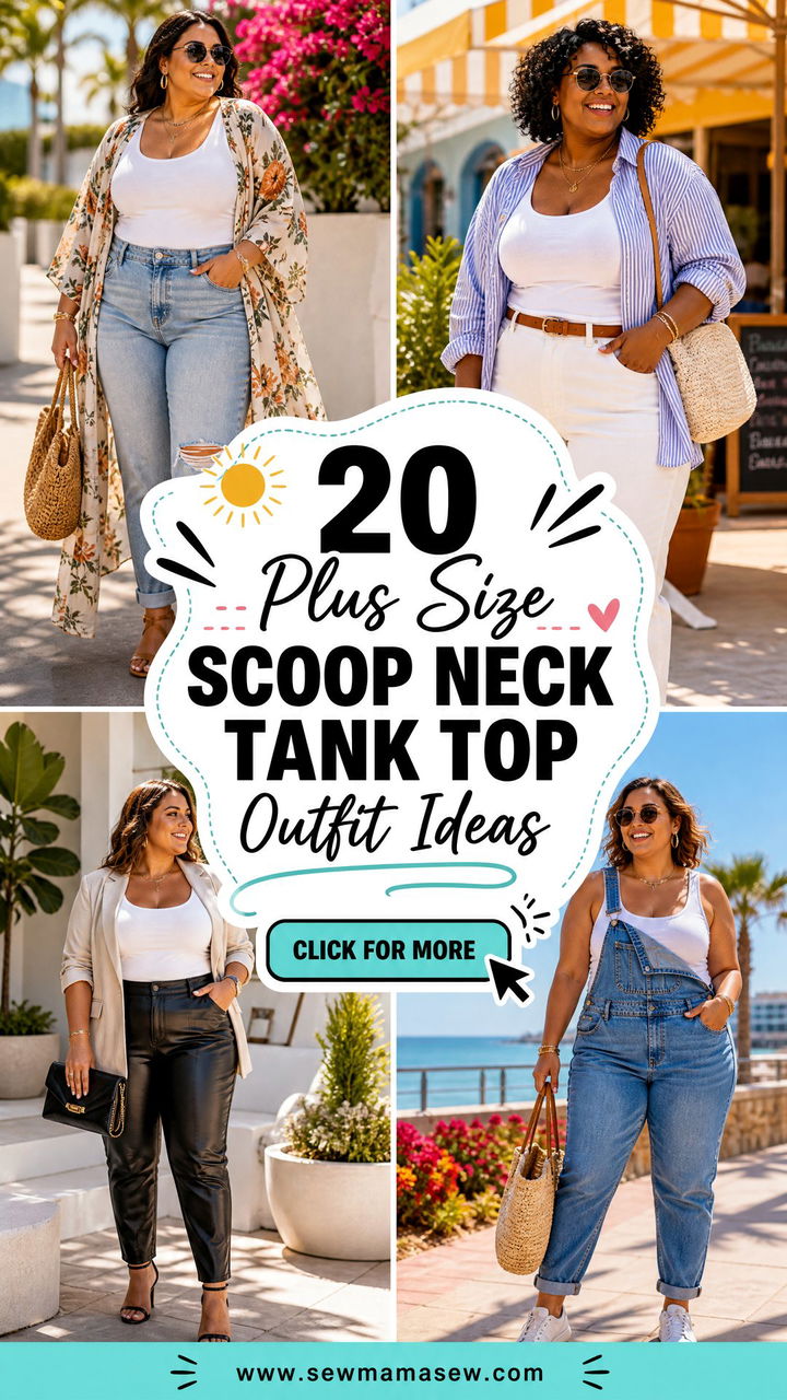 20 Plus Size Scoop Neck Tank Top Outfit Ideas for Summer - 20 Plus Size Scoop Neck Tank Top Outfit Ideas for Summer