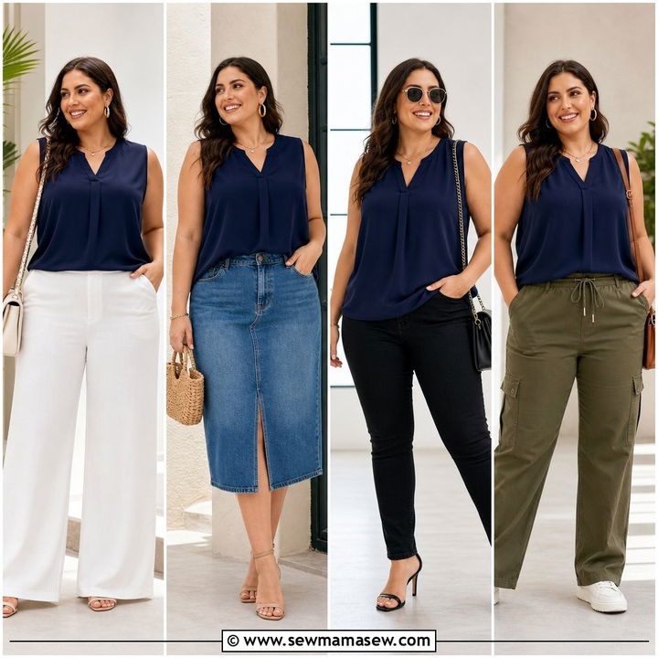 20 Plus Size Sleeveless Blouse Outfit Ideas for Work and Weekends