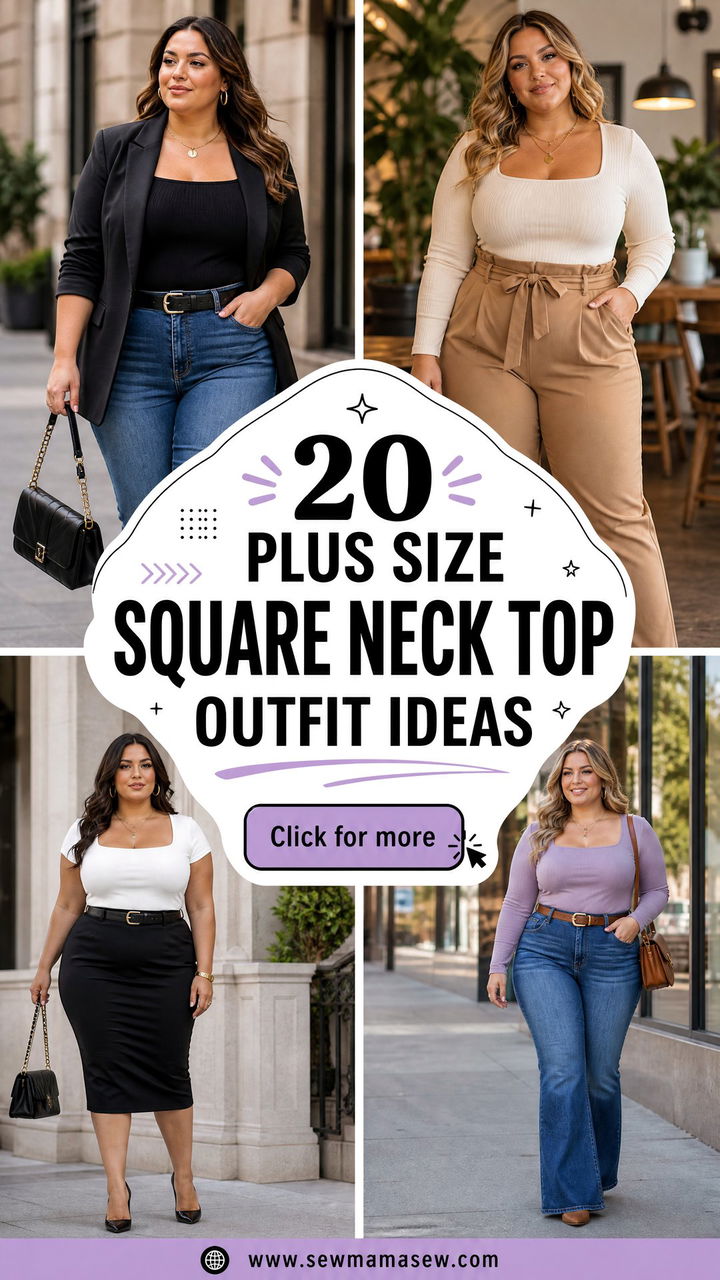 20 Plus Size Square Neck Top Outfit Ideas for Flattering Style - 20 Plus Size Square Neck Top Outfit Ideas for Flattering Style