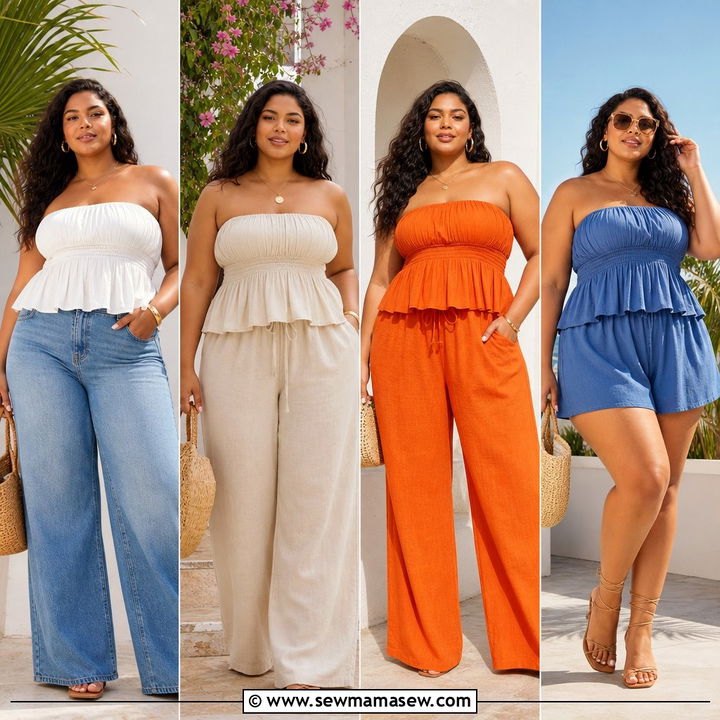 20 Plus Size Strapless Top Outfit Ideas for Chic Summer Style