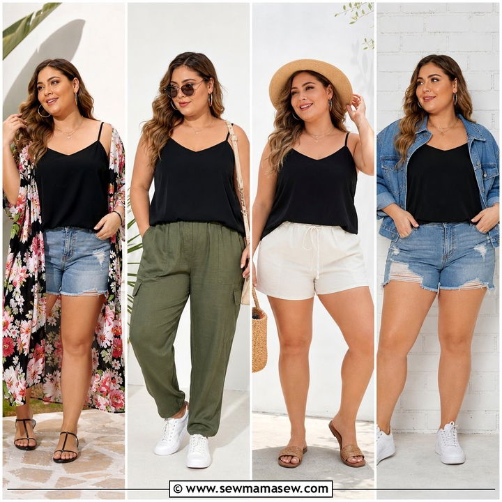 20 Plus Size Strappy Cami Top Outfit Ideas for Summer Style