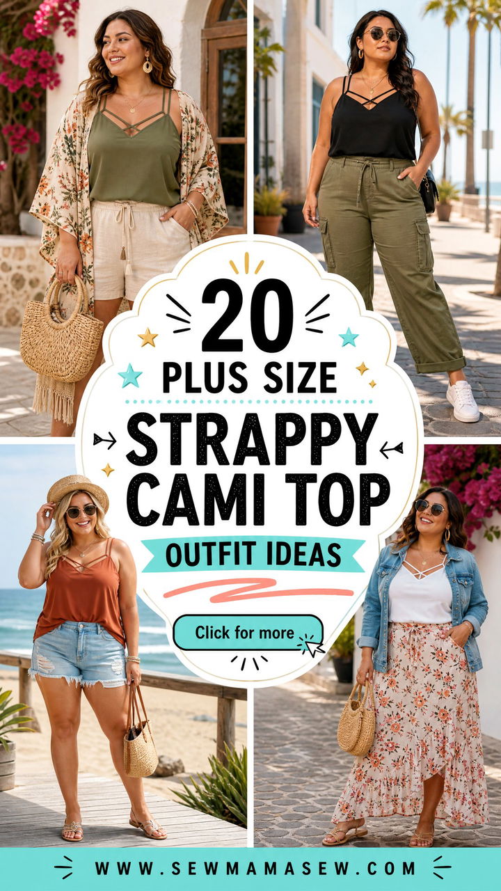 20 Plus Size Strappy Cami Top Outfit Ideas for Summer Style - 20 Plus Size Strappy Cami Top Outfit Ideas for Summer Style