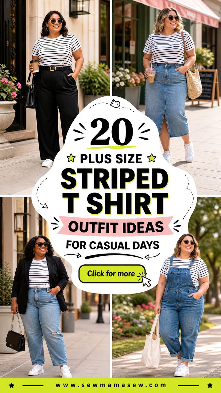 20 Plus Size Striped T Shirt Outfit Ideas for Casual Days - 20 Plus Size Striped T Shirt Outfit Ideas for Casual Days