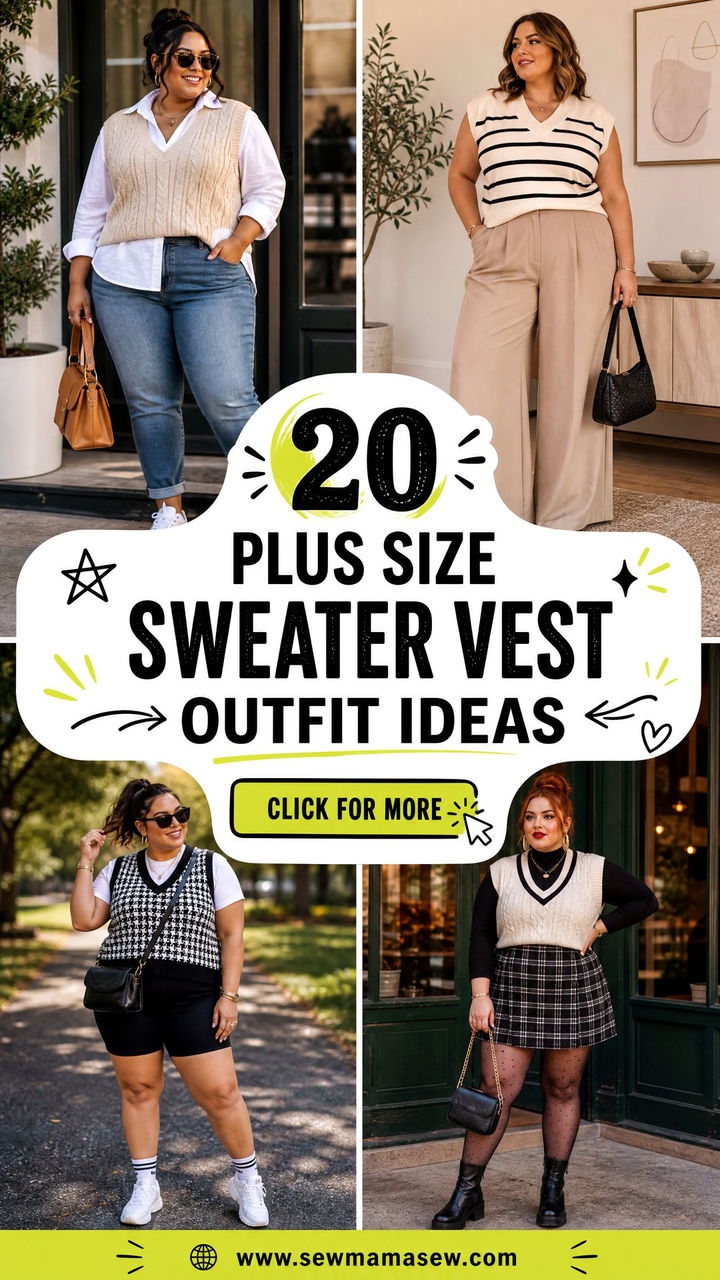 20 Plus Size Sweater Vest Outfit Ideas for Chic Layered Looks - 20 Plus Size Sweater Vest Outfit Ideas for Chic Layered Looks
