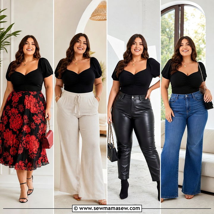 20 Plus Size Sweetheart Neckline Top Outfit Ideas for Date Night