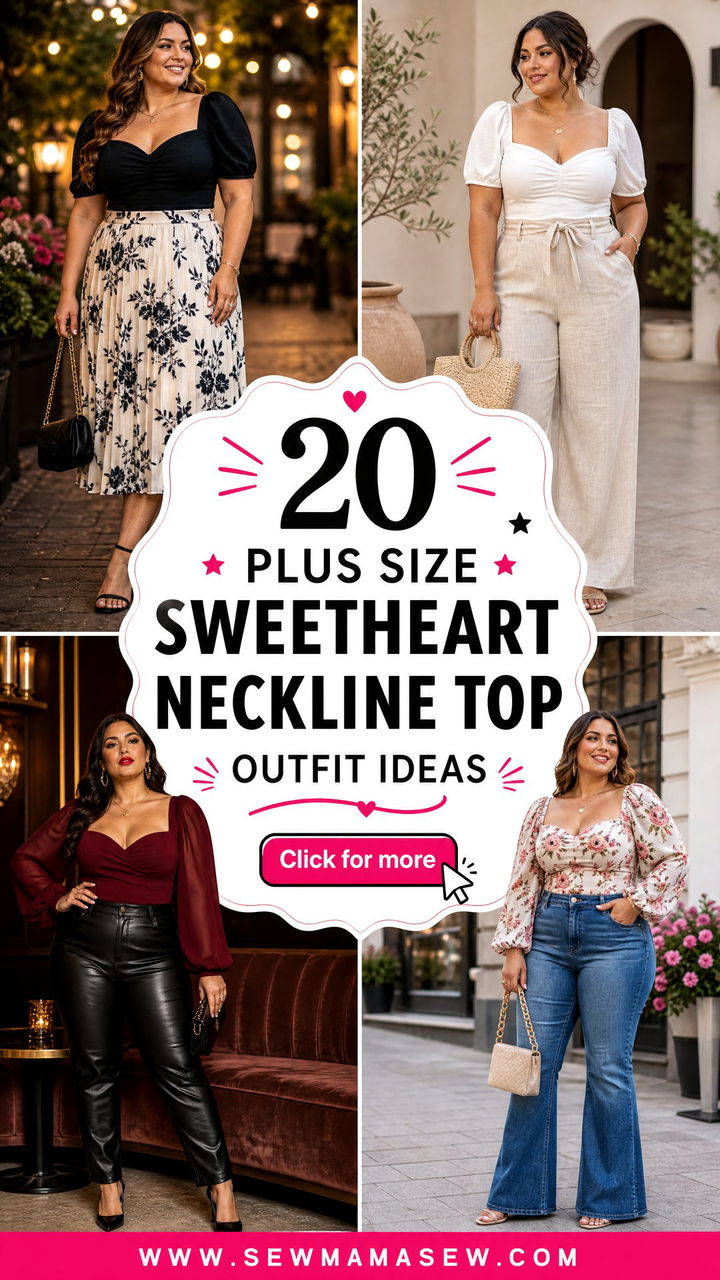 20 Plus Size Sweetheart Neckline Top Outfit Ideas for Date Night - 20 Plus Size Sweetheart Neckline Top Outfit Ideas for Date Night