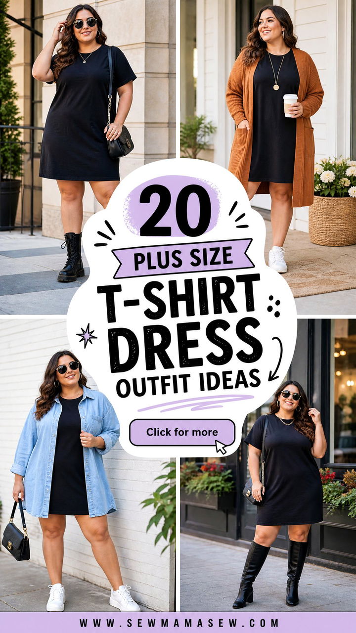 20 Plus Size T-Shirt Dress Outfit Ideas for Effortless Days - 20 Plus Size T-Shirt Dress Outfit Ideas for Effortless Days