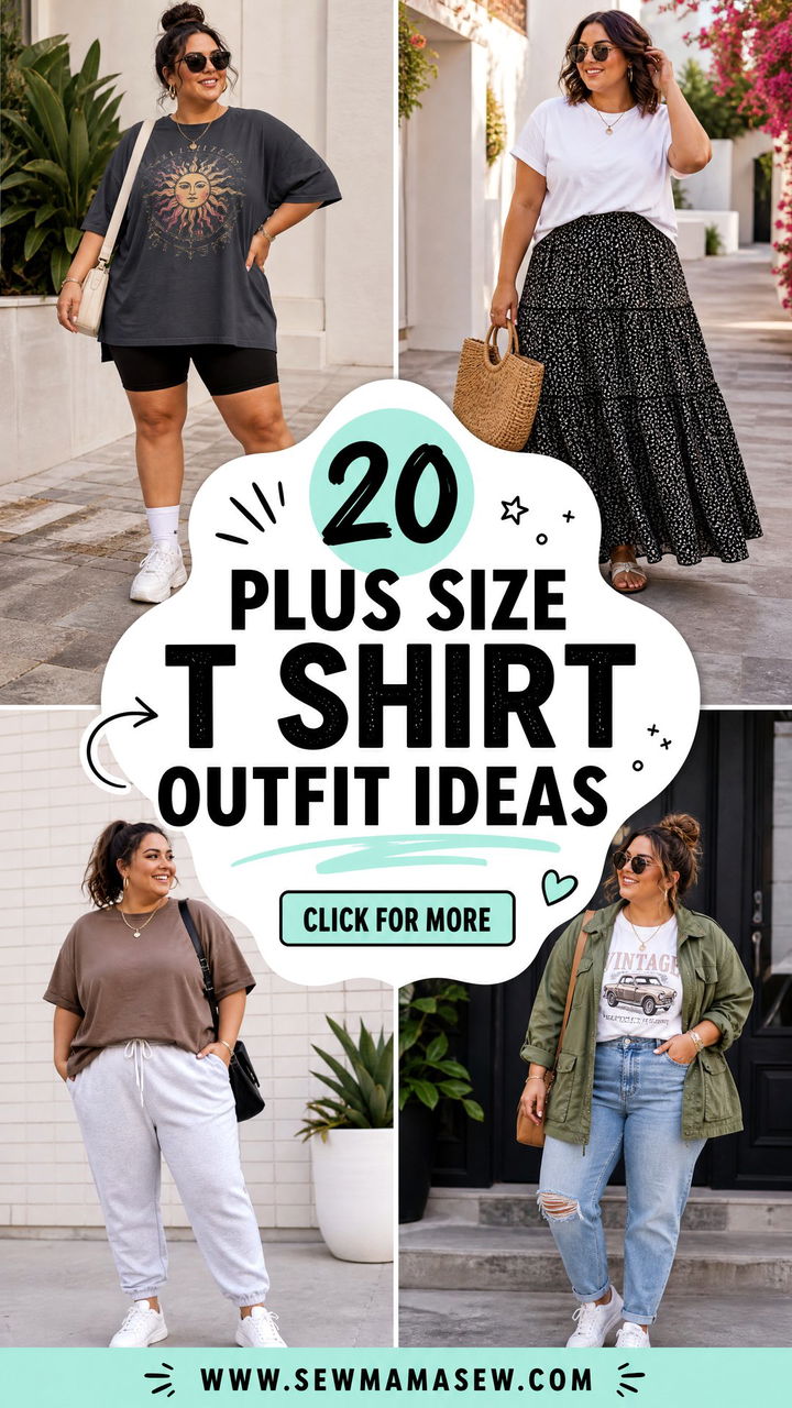 20 Plus Size T Shirt Outfit Ideas for Fresh Casual Style - 20 Plus Size T Shirt Outfit Ideas for Fresh Casual Style
