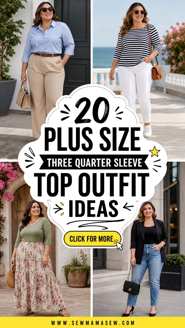20 Plus Size Three Quarter Sleeve Top Outfit Ideas to Try Now - 20 Plus Size Three Quarter Sleeve Top Outfit Ideas to Try Now