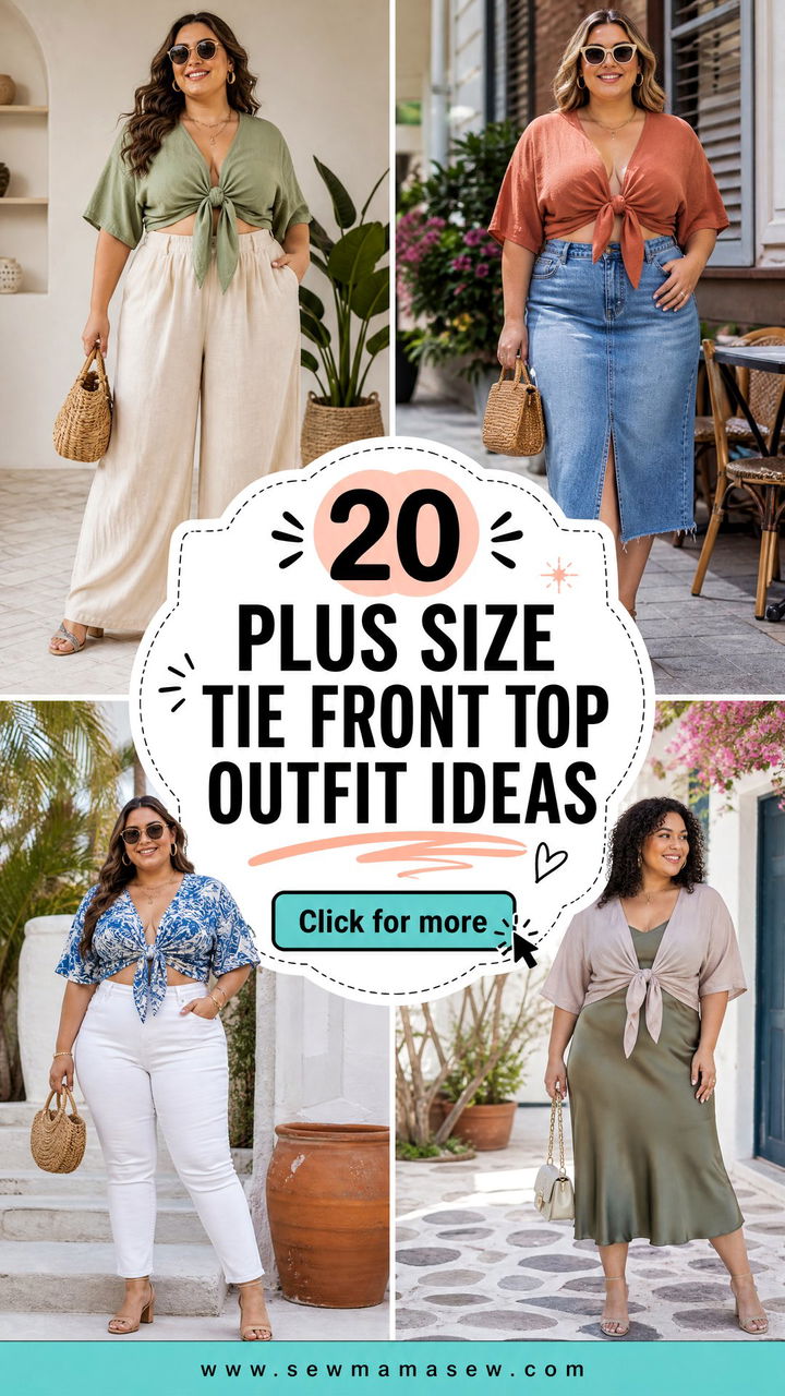 20 Plus Size Tie Front Top Outfit Ideas for Effortless Style - 20 Plus Size Tie Front Top Outfit Ideas for Effortless Style