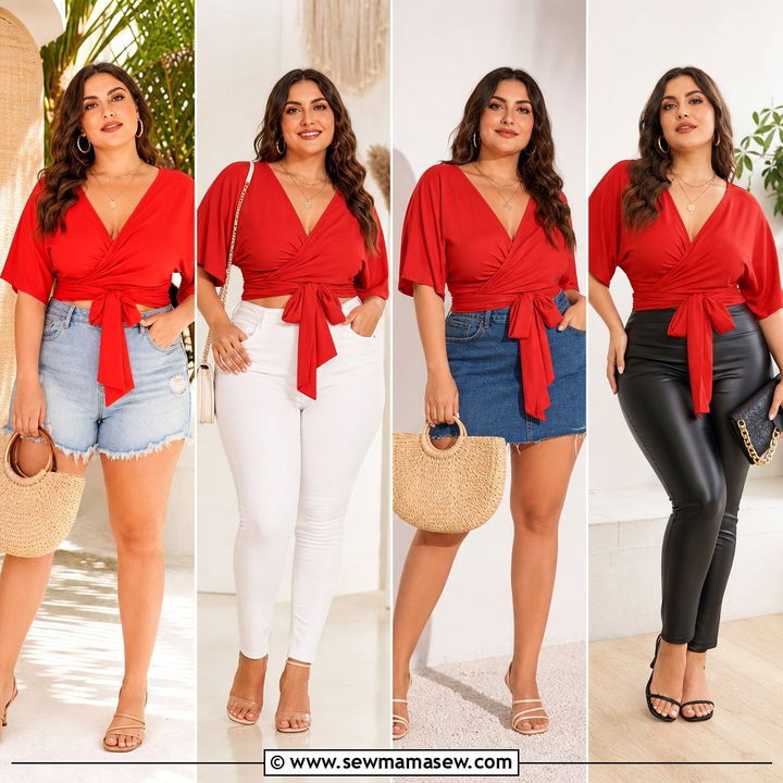 20 Plus Size Tie Front Wrap Top Outfit Ideas for Chic Days