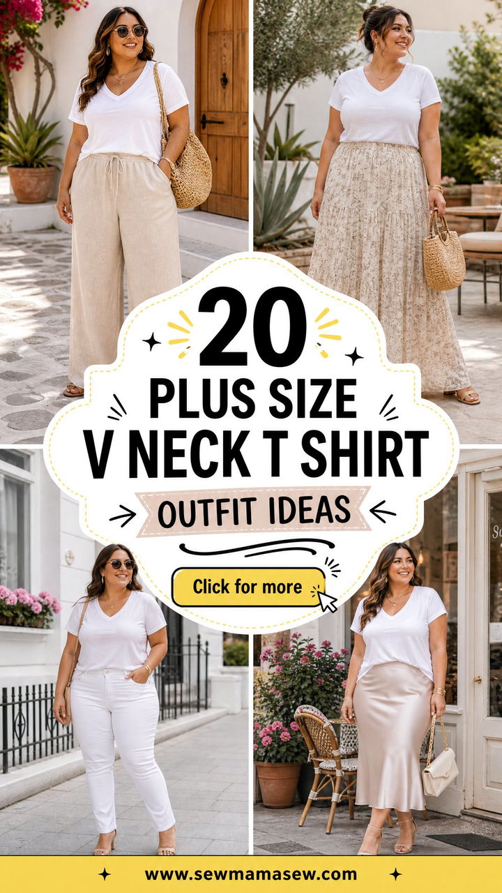 20 Plus Size V Neck T Shirt Outfit Ideas for Easy Everyday Style - 20 Plus Size V Neck T Shirt Outfit Ideas for Easy Everyday Style
