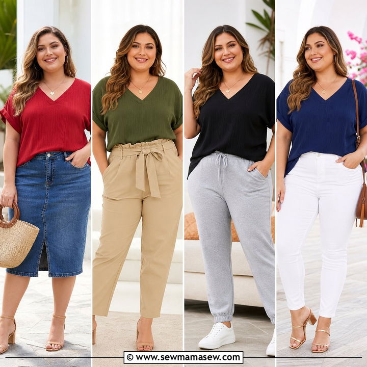 20 Plus Size V Neck Top Outfit Ideas for Flattering Style