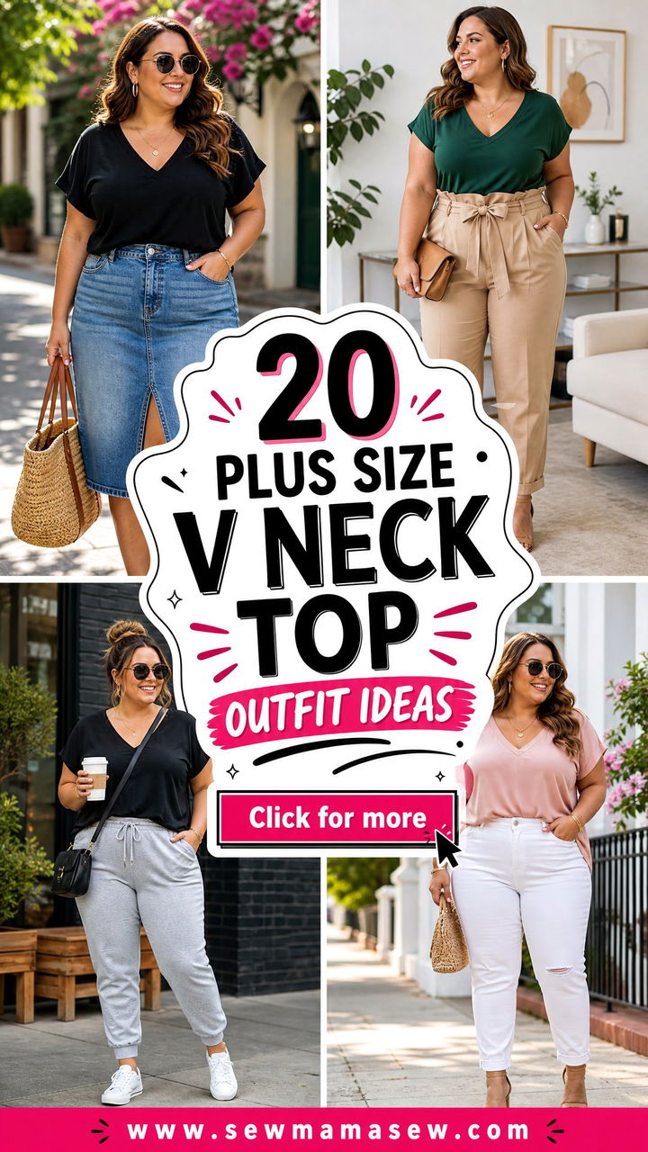 20 Plus Size V Neck Top Outfit Ideas for Flattering Style - 20 Plus Size V Neck Top Outfit Ideas for Flattering Style