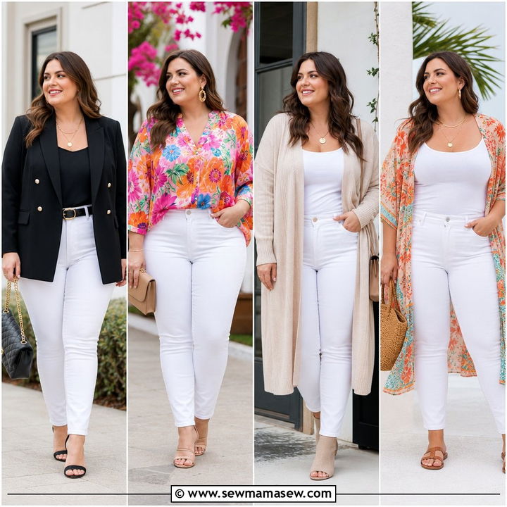 20 Plus Size White Jeans Outfit Ideas for Chic Year-Round Style